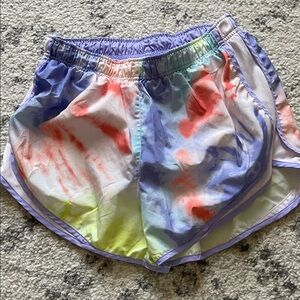 Nike Women's Pastel Tie-Dye Athletic Shorts with Lavender Trim